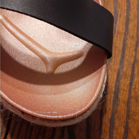 New 9.5 Dream Pairs Black PU Sunna Espadrille Casual Flatform Wedge Shoes Sandal - Picture 12 of 13